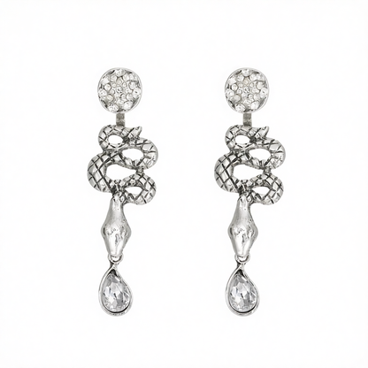 Cubic Zirconia & Silver-Plated Snake Ear Jackets