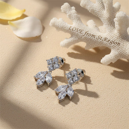 Marquise Crystal and Cubic Zirconia Leaf Drop Earrings, drop earrings for women, botanical inspired, lifestyle look