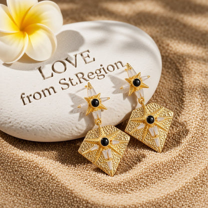 Black Cubic Zirconia and Crystal Sun Diamond Drop Earrings, drop earrings for women, elegant gift for her, lifestyle look