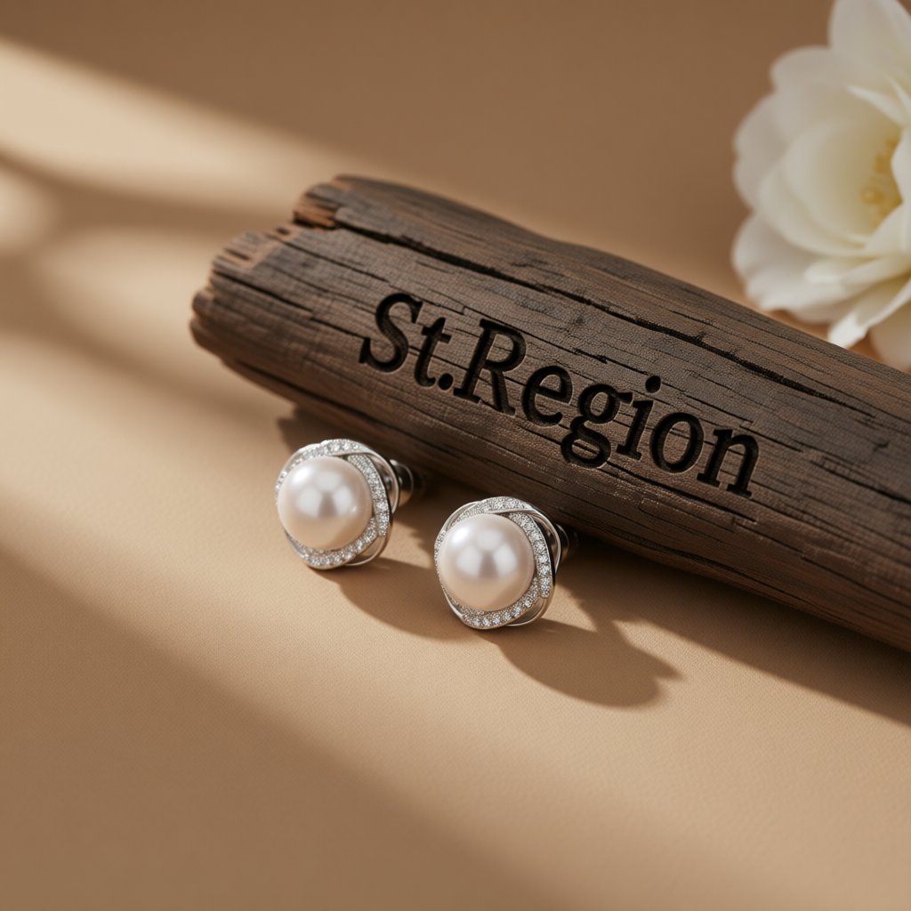 Pearl and Cubic Zirconia Silver-Plated Blossom Stud Earrings, cubic zirconia stud earrings for women, front view