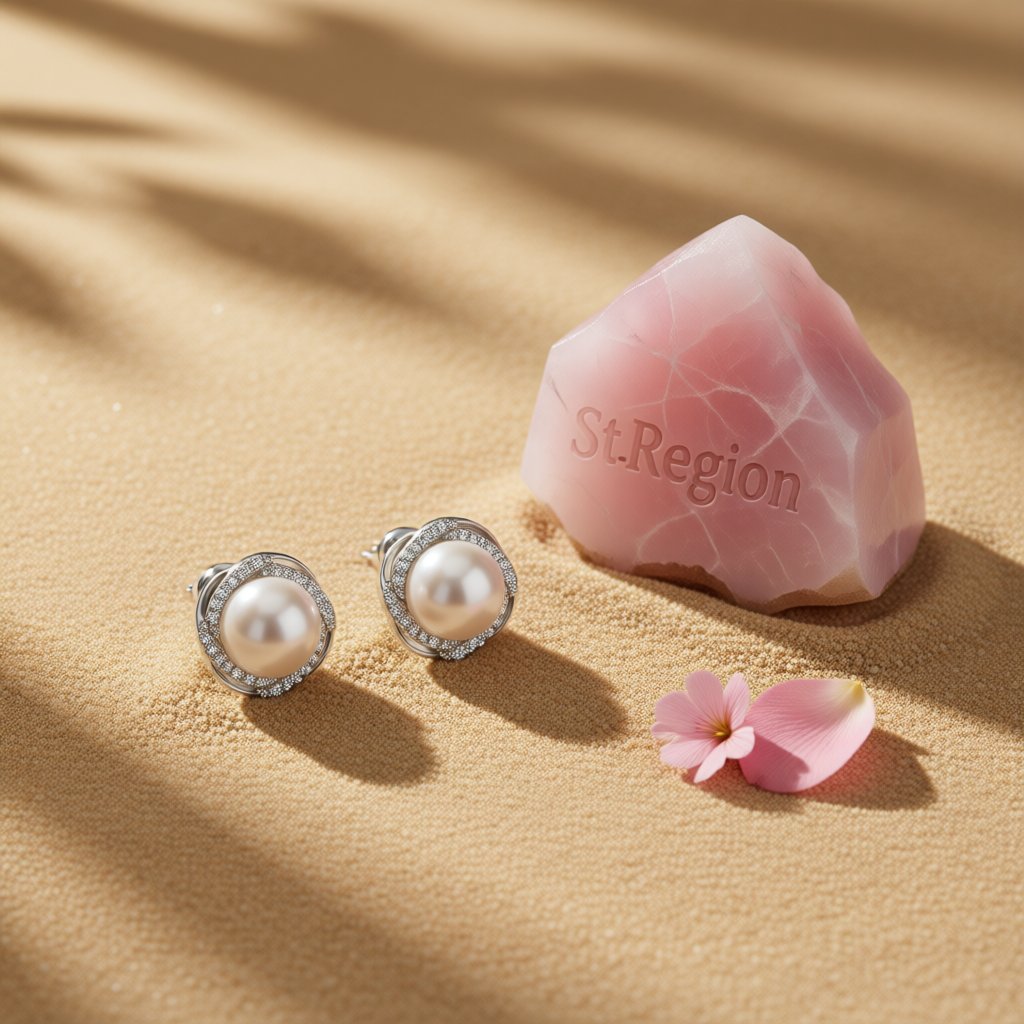Pearl and Cubic Zirconia Silver-Plated Blossom Stud Earrings, cubic zirconia stud earrings for women, detail close-up