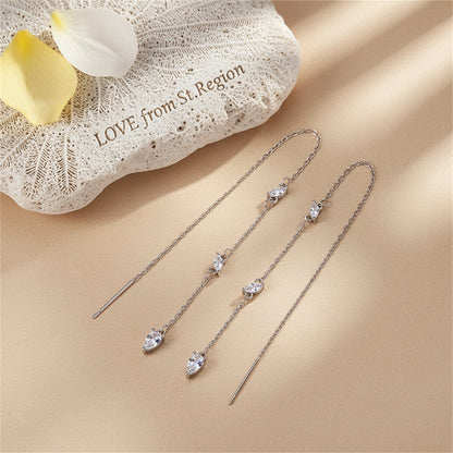 Pear Crystal and Silver-Plated Ear Threaders, botanical inspired, lifestyle look