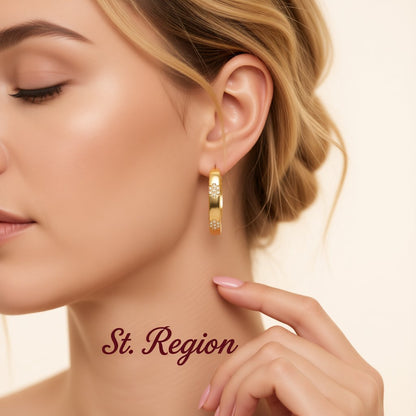Cubic Zirconia and 18K Gold-Plated Flower Hoop Earrings, gold huggie earrings, dainty minimalist design, styled look