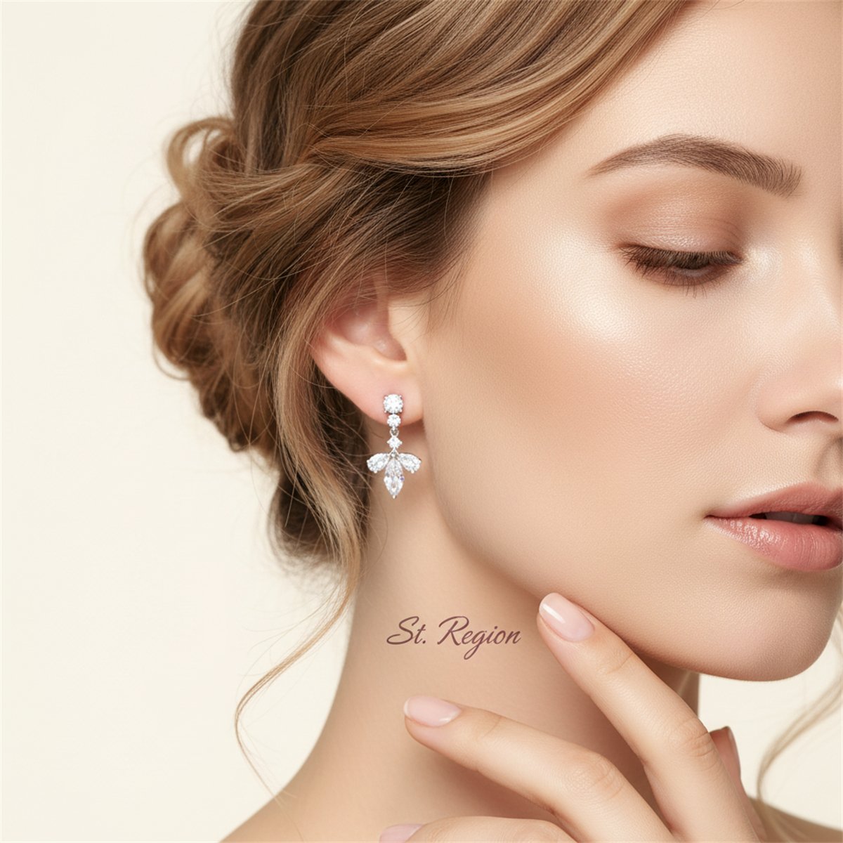 Crystal and Cubic Zirconia Leaf Drop Earrings, drop earrings for women, elegant gift for her, styled look