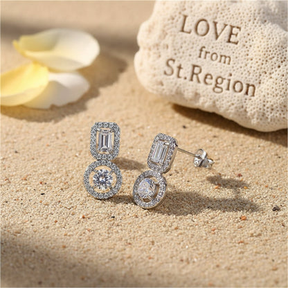Crystal and Cubic Zirconia Rectangle Tiered Drop Earrings, drop earrings for women, botanical inspired, lifestyle look