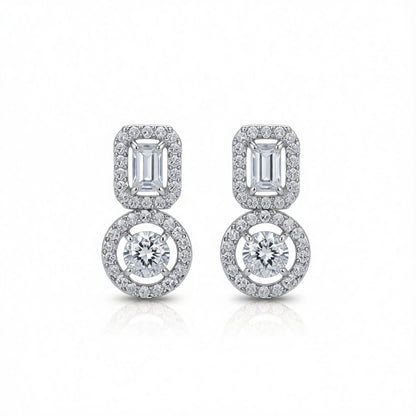Crystal and Cubic Zirconia Rectangle Tiered Drop Earrings, drop earrings for women, botanical inspired, side view