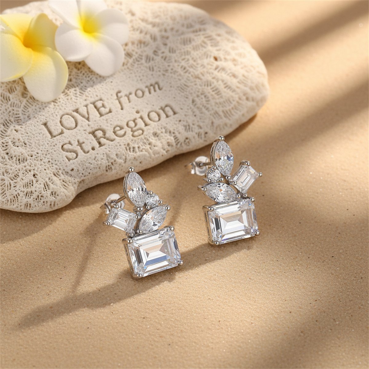 Crystal and Cubic Zirconia Multi-Cut Cluster Stud Earrings, stud earrings for women, everyday style, lifestyle look