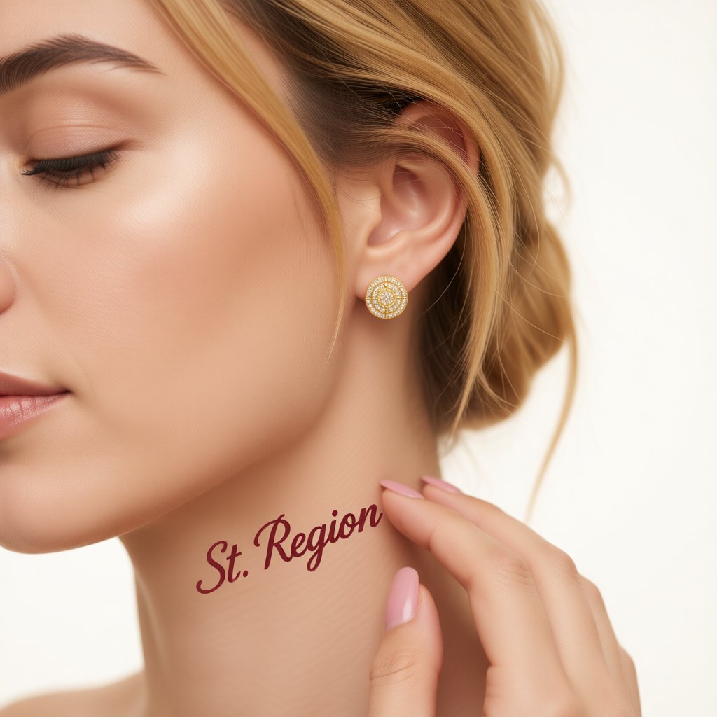 Cubic Zirconia and 18K Gold-Plated Layered Round Stud Earrings, gold stud earrings for women, styled look