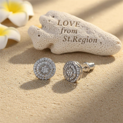 Cubic Zirconia and Silver-Plated Round Stud Earring, silver stud earrings for women, botanical inspired, lifestyle look