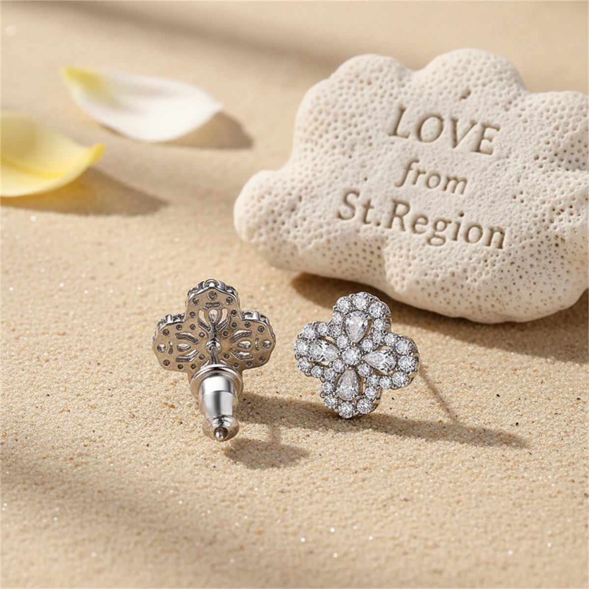 Crystal and Cubic Zirconia Silver-Plated Flower Stud Earrings, silver stud earrings for women, everyday style, lifestyle look