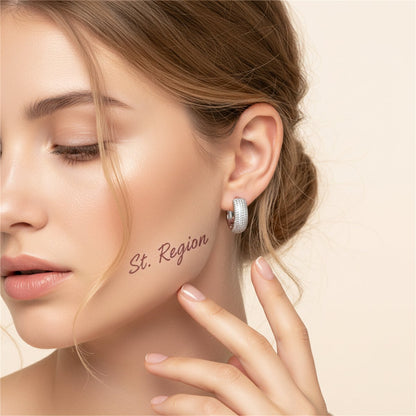 Silver-Plated Textured Huggie Earrings, silver huggie earrings, botanical inspired, styled look