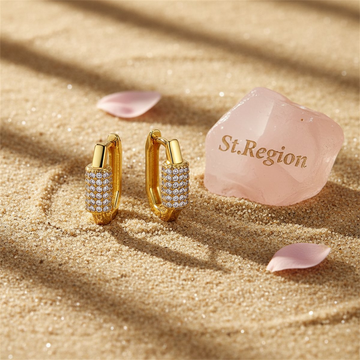 Cubic Zirconia and 18K Gold-Plated Coil Oval Huggie Earrings, gold huggie earrings, vintage-inspired design, detail close-up