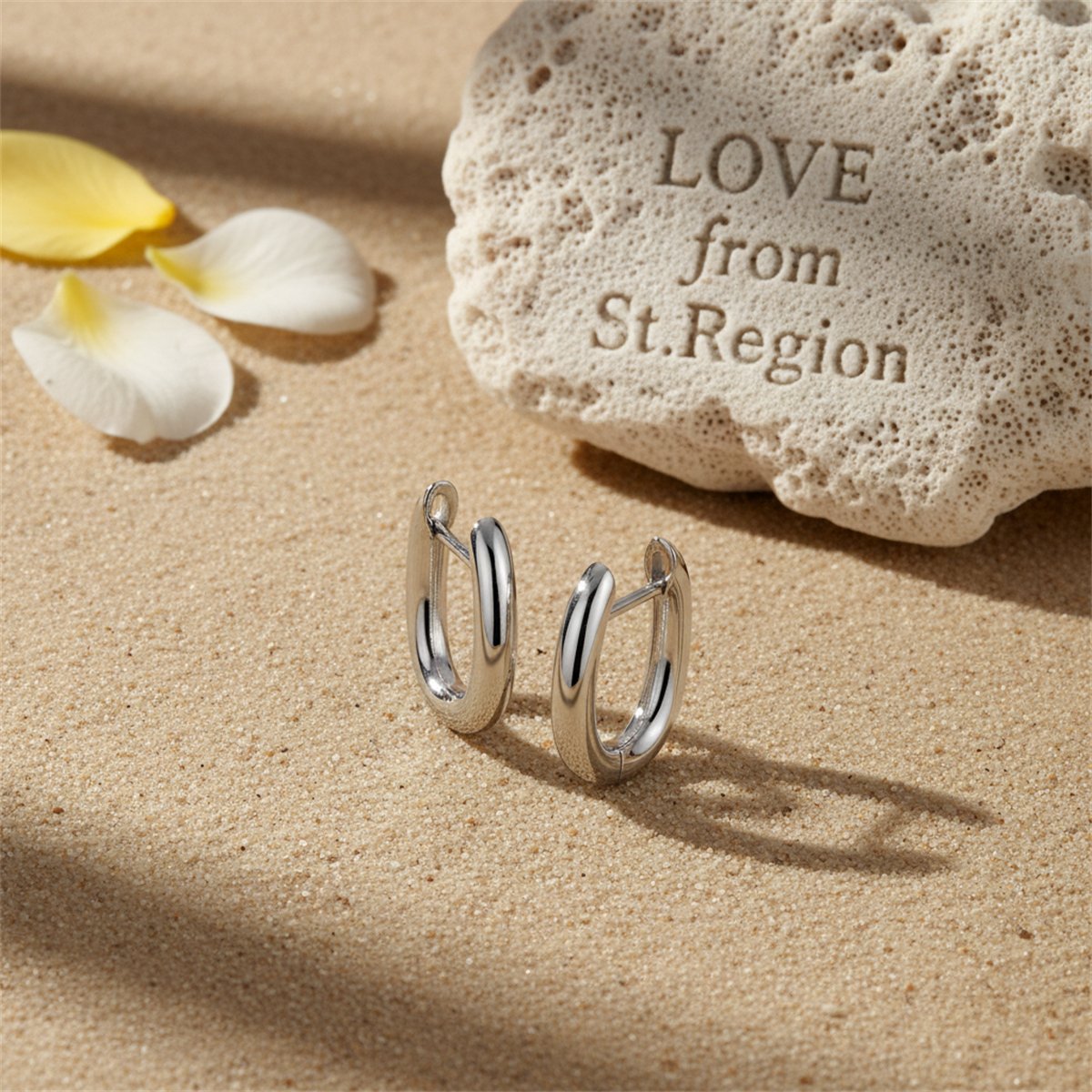 Silver-Plated U-Shape Huggie Earring, silver huggie earrings, elegant gift for her, lifestyle look
