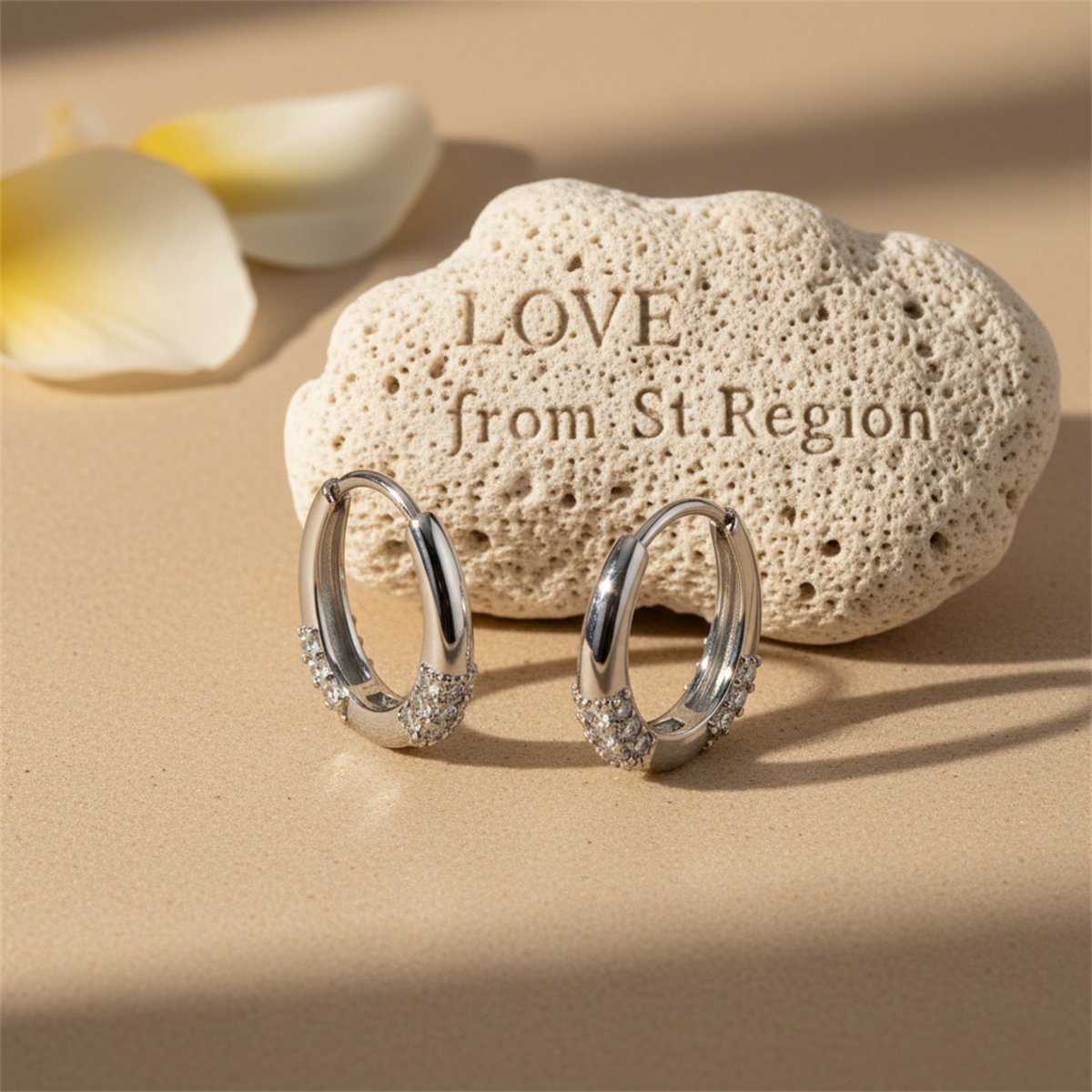 Cubic Zirconia and Silver-Plated Drop-Shape Huggie Earrings, silver huggie earrings, everyday style, lifestyle look