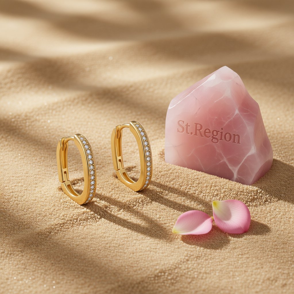 Cubic Zirconia and 18K Gold-Plated U-Shaped Huggie Earrings, gold huggie earrings, elegant gift for her, detail close-up