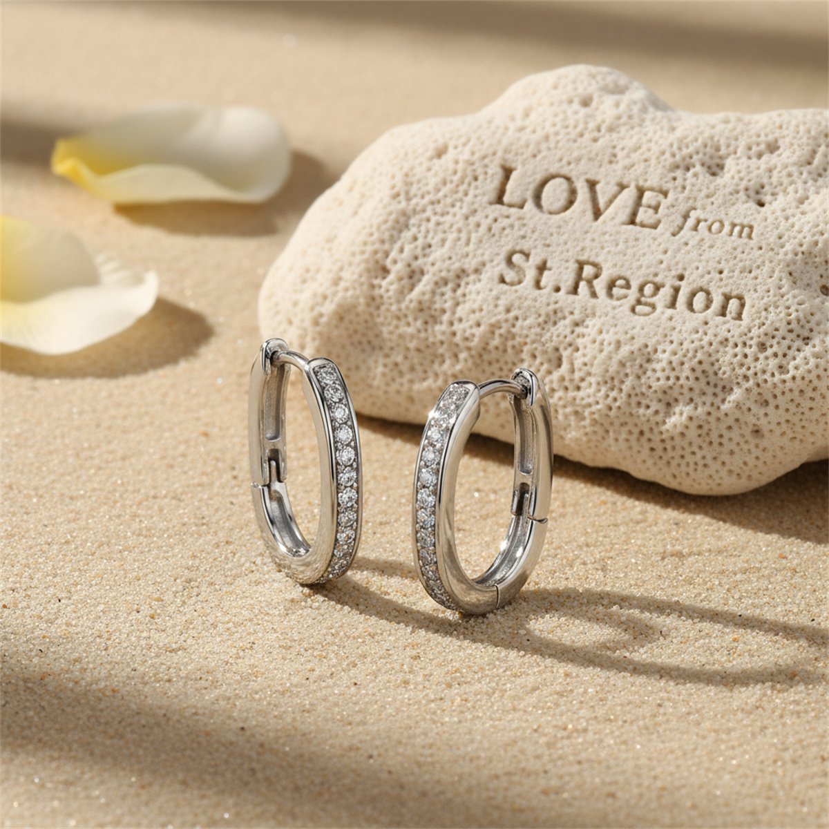 Silver-Plated and Cubic Zirconia U-Shape Huggie Earrings, silver huggie earrings, elegant gift for her, lifestyle look