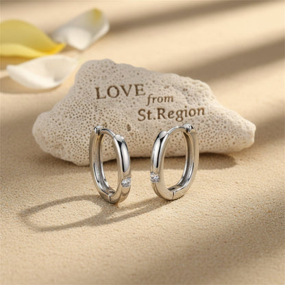 Cubic Zirconia and Silver-Plated Square Huggie Earrings, silver huggie earrings, elegant gift for her, lifestyle look