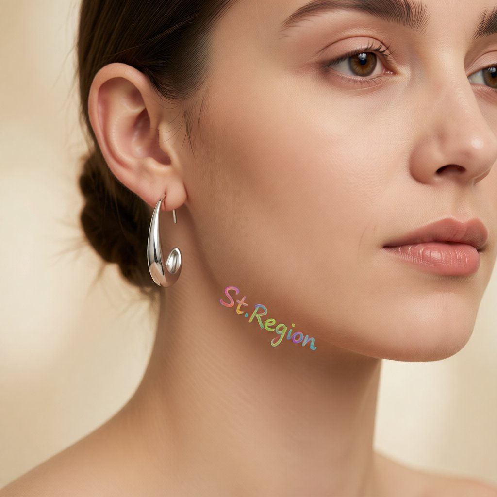 Silver-Plated Smooth Face Huggie Earrings, silver huggie earrings, elegant gift for her, styled look