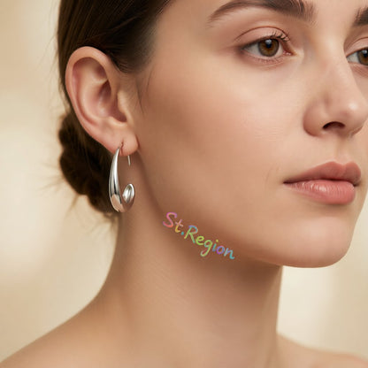 Silver-Plated Smooth Face Huggie Earrings, silver huggie earrings, elegant gift for her, styled look