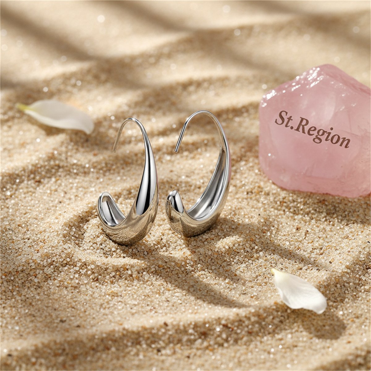 Silver-Plated Smooth Face Huggie Earrings, silver huggie earrings, elegant gift for her, detail close-up