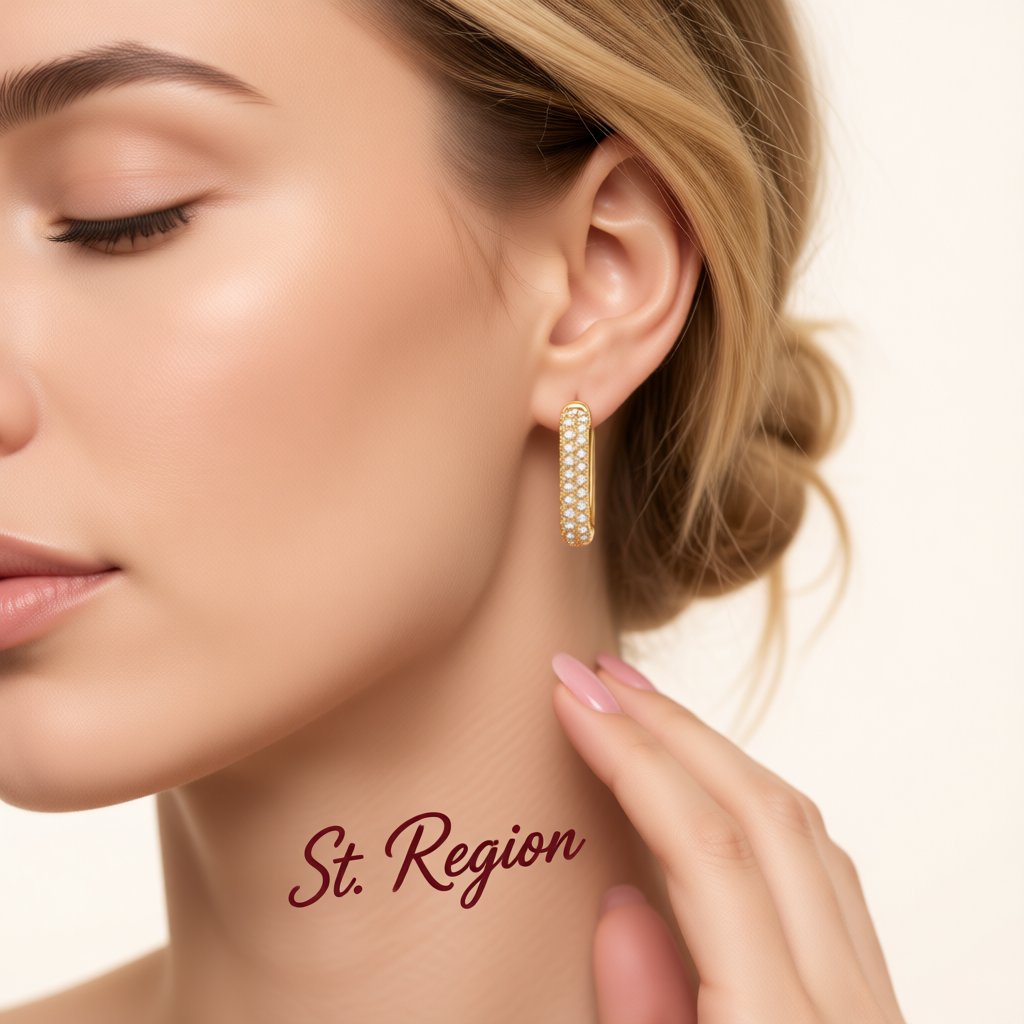 Cubic Zirconia and 18K Gold-Plated Square Huggie Earrings, gold huggie earrings, everyday style, styled look