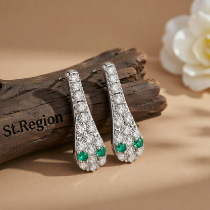 Cubic Zirconia and Silver-Plated Snake Drop Earrings, silver drop earrings for women, dainty minimalist design, front view