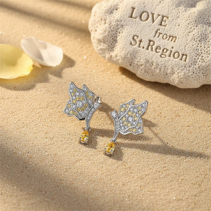 Yellow Crystal and Silver-Plated Butterfly Drop Earrings, silver drop earrings for women, everyday style, lifestyle look