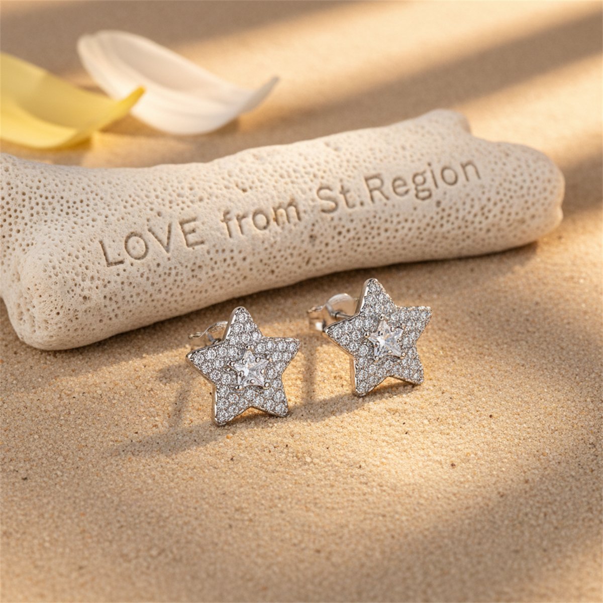 Crystal and Cubic Zirconia Silver-Plated Star Stud Earrings, silver stud earrings for women, lifestyle look