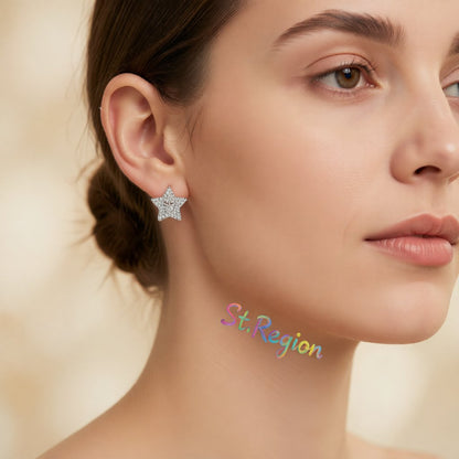 Crystal and Cubic Zirconia Silver-Plated Star Stud Earrings, silver stud earrings for women, styled look