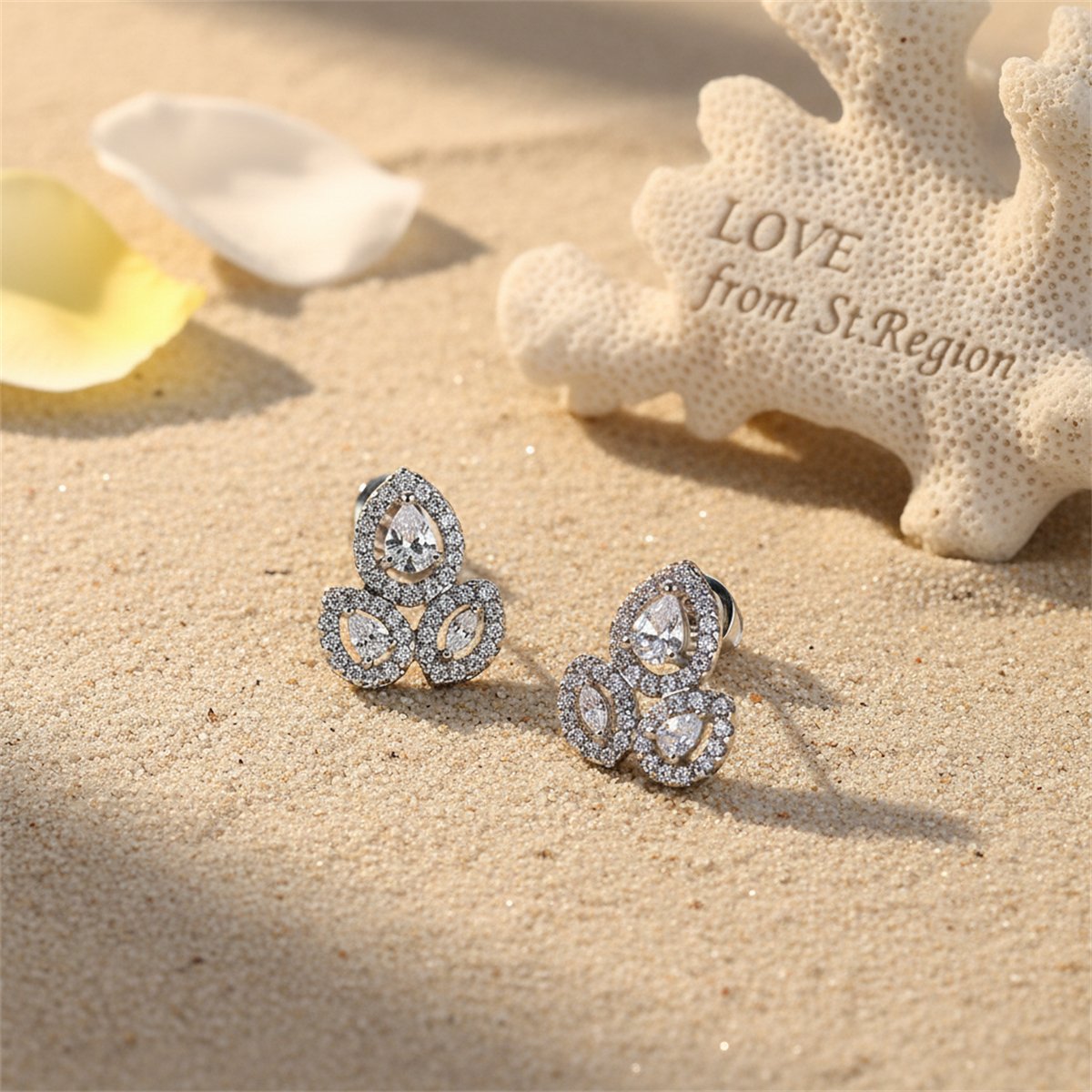 Crystal and Silver-Plated Halo Cluster Stud Earrings, silver stud earrings for women, lifestyle look
