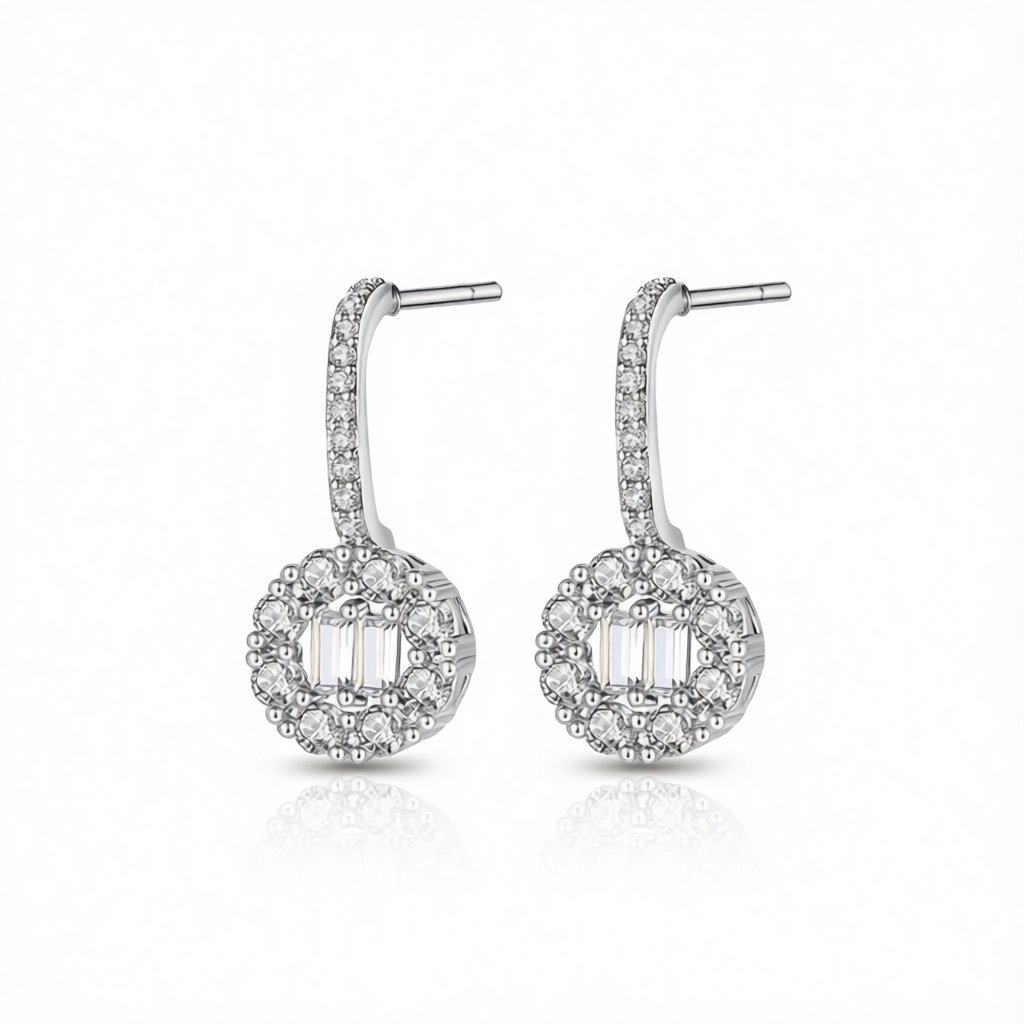 Crystal and Cubic Zirconia Silver-Plated Guitar Drop Earrings, silver drop earrings for women, side view