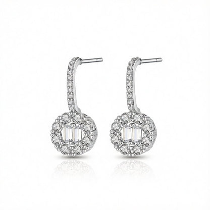 Crystal and Cubic Zirconia Silver-Plated Guitar Drop Earrings, silver drop earrings for women, side view