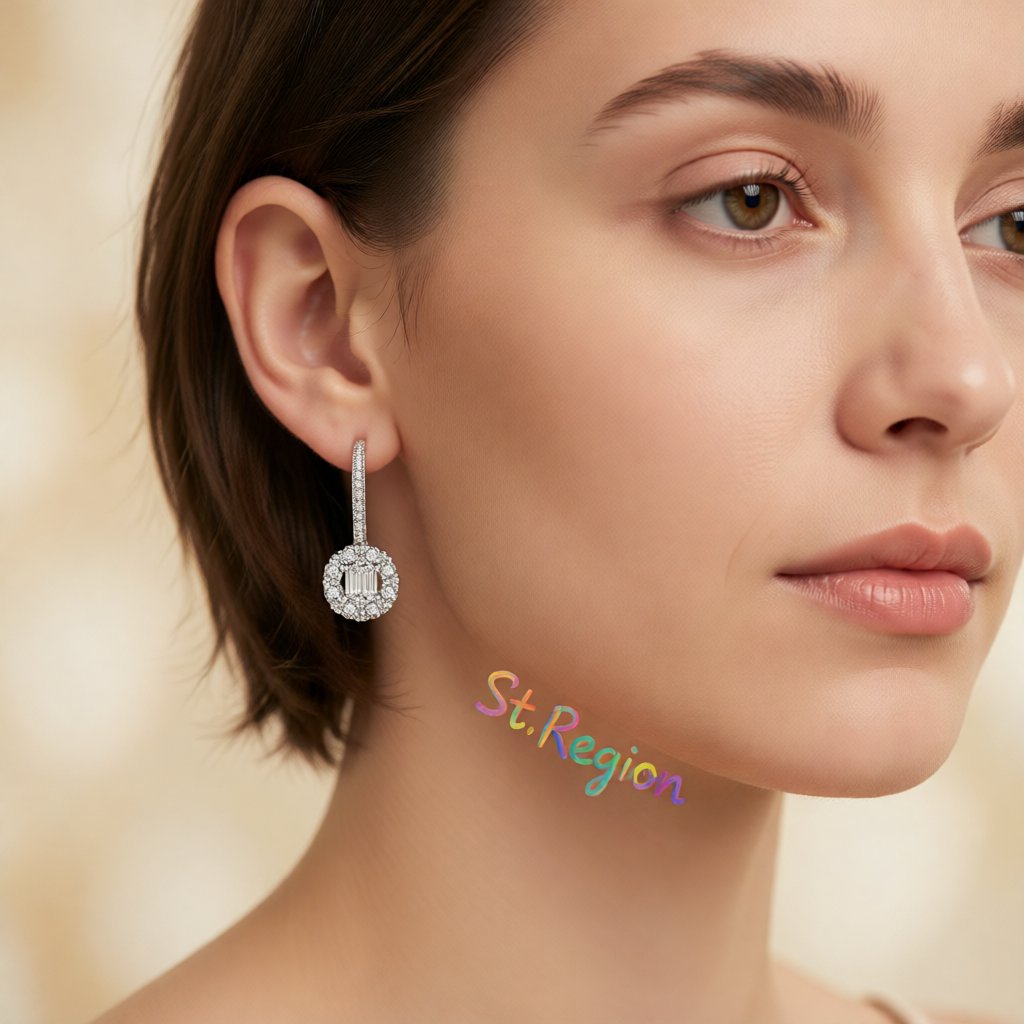 Crystal and Cubic Zirconia Silver-Plated Guitar Drop Earrings, silver drop earrings for women, styled look