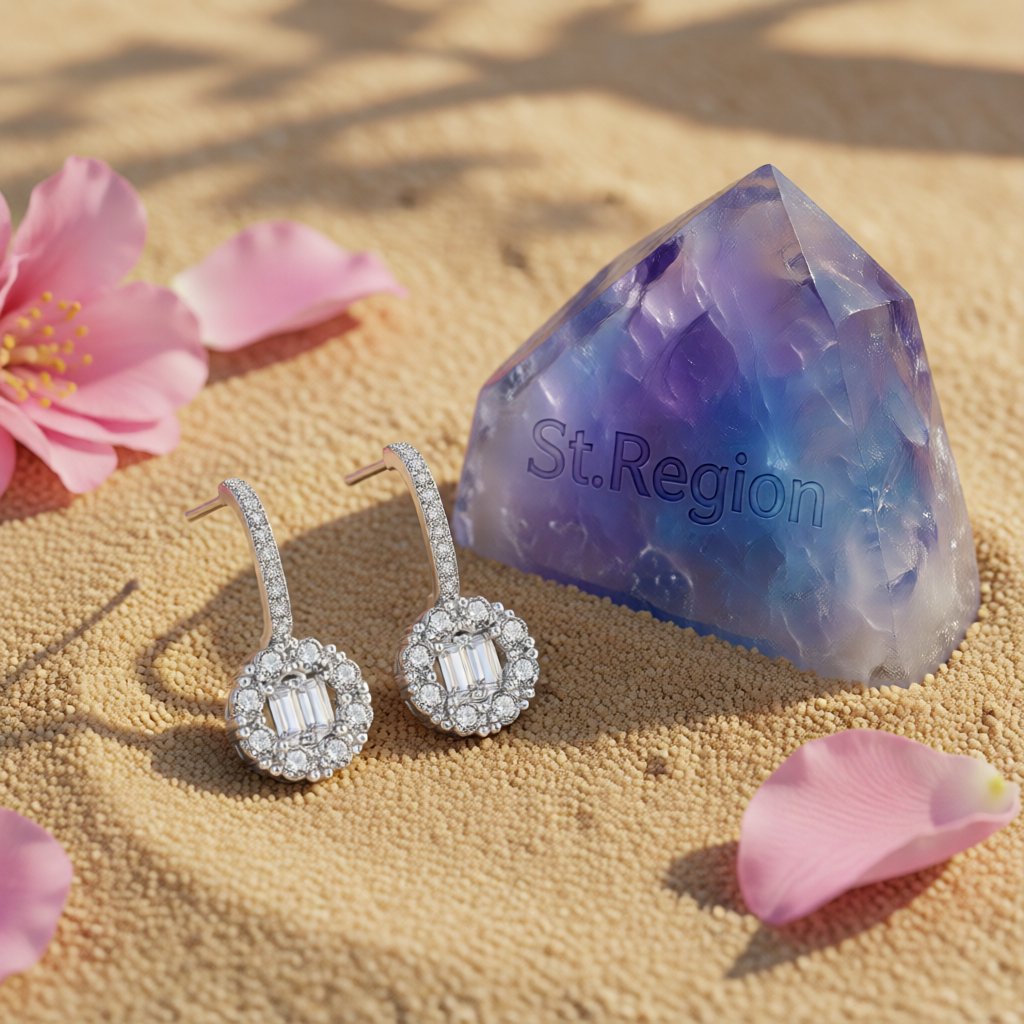 Crystal and Cubic Zirconia Silver-Plated Guitar Drop Earrings, silver drop earrings for women, detail close-up