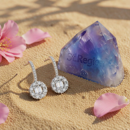 Crystal and Cubic Zirconia Silver-Plated Guitar Drop Earrings, silver drop earrings for women, detail close-up