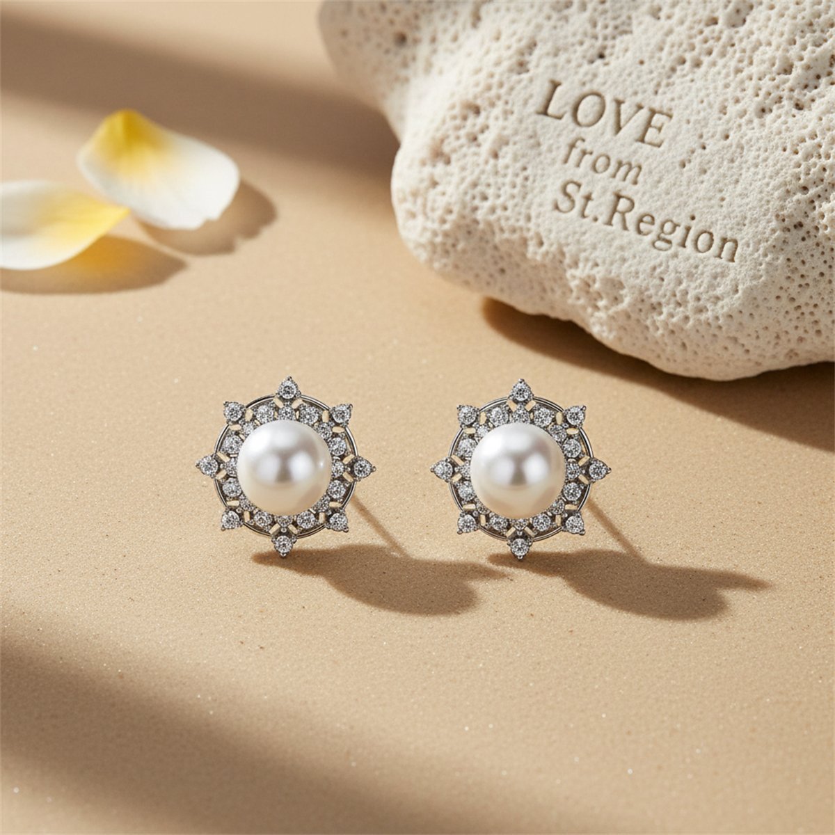 Cubic Zirconia and Pearl Silver-Plated Round Stud Earrings, silver stud earrings for women, lifestyle look