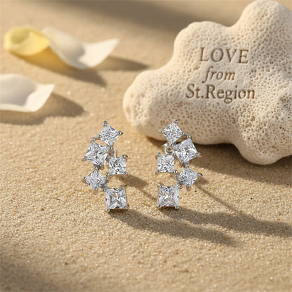 Crystal and Silver-Plated Cluster Stud Earrings, silver stud earrings for women, vintage-inspired design, lifestyle look