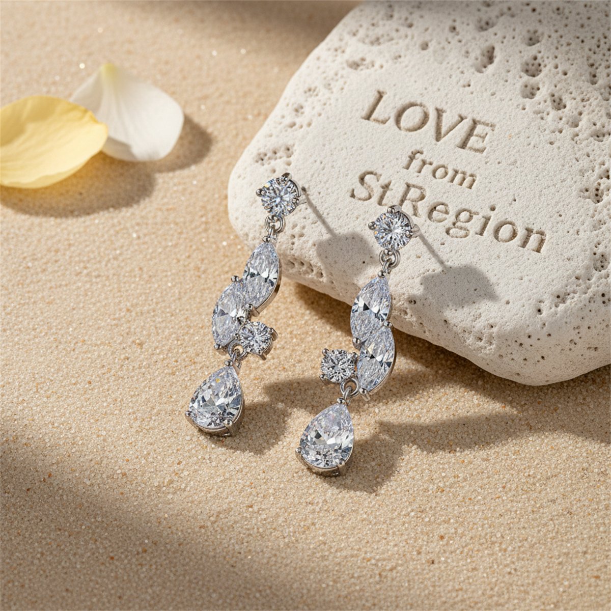 Crystal and Cubic Zirconia Pear-Cut Drop Earrings, drop earrings for women, elegant gift for her, lifestyle look