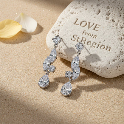 Crystal and Cubic Zirconia Pear-Cut Drop Earrings, drop earrings for women, elegant gift for her, lifestyle look