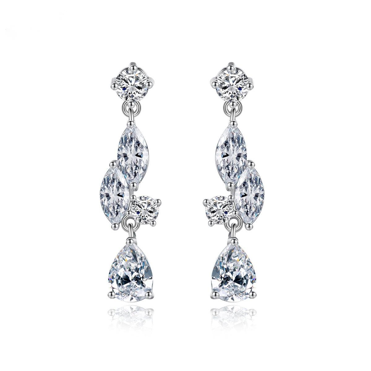 Crystal and Cubic Zirconia Pear-Cut Drop Earrings, drop earrings for women, elegant gift for her, side view