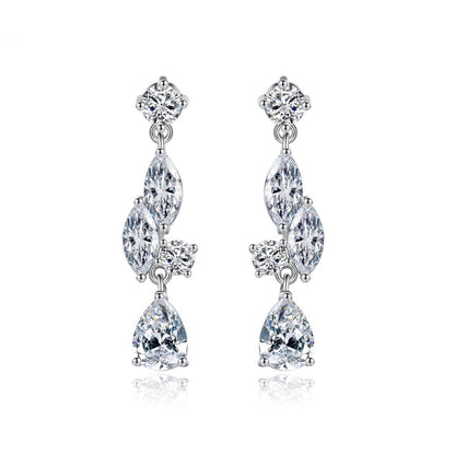 Crystal and Cubic Zirconia Pear-Cut Drop Earrings, drop earrings for women, elegant gift for her, side view