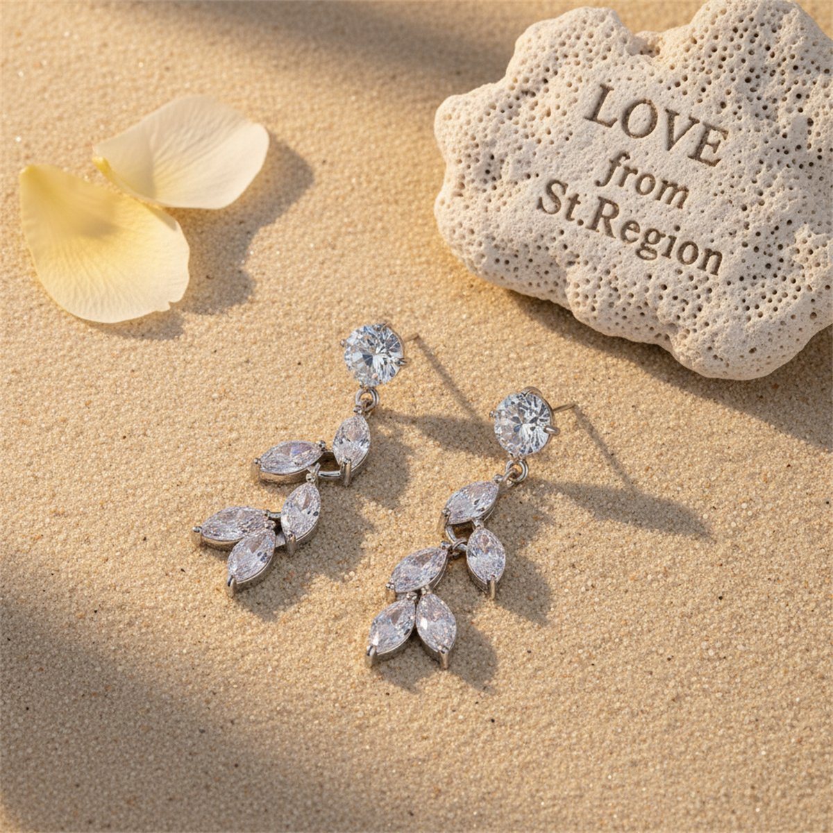 Crystal and Cubic Zirconia Leaves Drop Earrings, drop earrings for women, botanical inspired, lifestyle look
