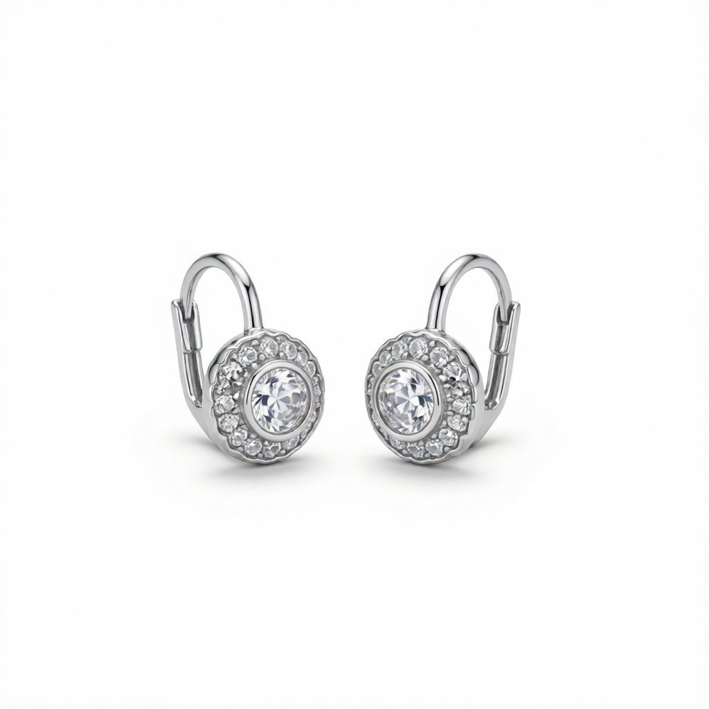 Crystal and Cubic Zirconia Silver-Plated Huggie Earrings, silver huggie earrings, vintage-inspired design, side view