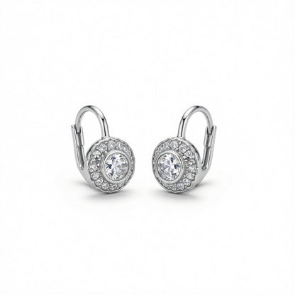 Crystal and Cubic Zirconia Silver-Plated Huggie Earrings, silver huggie earrings, vintage-inspired design, side view