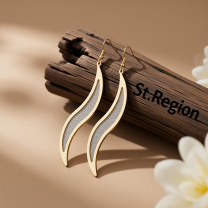 Two-Tone Frosted Salix Leaf Drop Earrings, drop earrings for women, elegant gift for her, front view