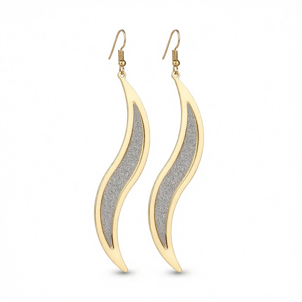 Two-Tone Frosted Salix Leaf Drop Earrings, drop earrings for women, elegant gift for her, side view