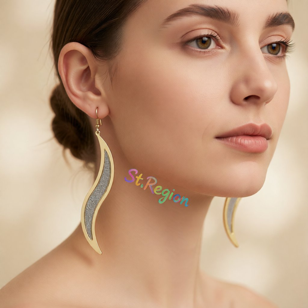 Two-Tone Frosted Salix Leaf Drop Earrings, drop earrings for women, elegant gift for her, styled look