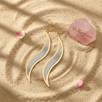Two-Tone Frosted Salix Leaf Drop Earrings, drop earrings for women, elegant gift for her, detail close-up