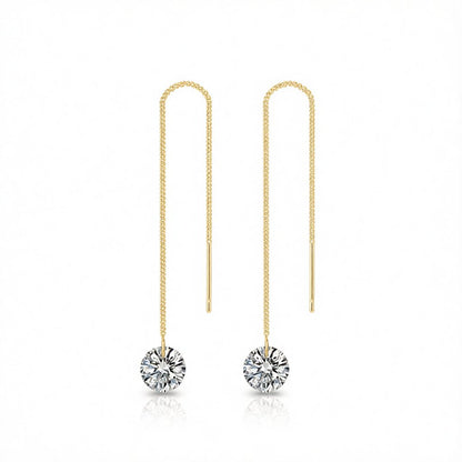 Cubic Zirconia and 18K Gold-Plated Ear Threaders, everyday style, side view