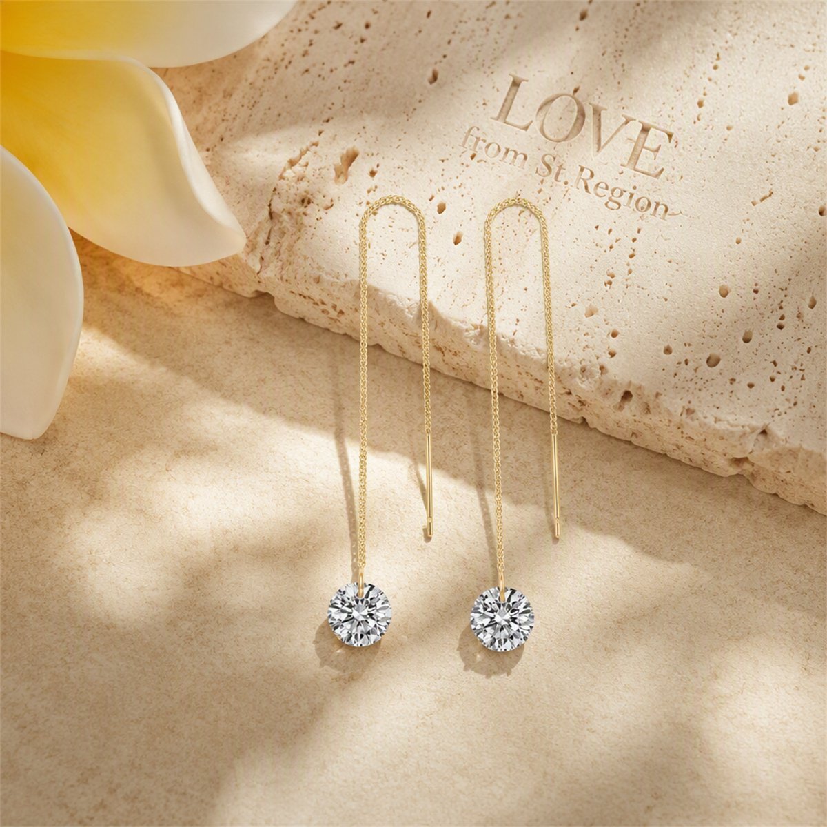 Cubic Zirconia and 18K Gold-Plated Ear Threaders, everyday style, lifestyle look